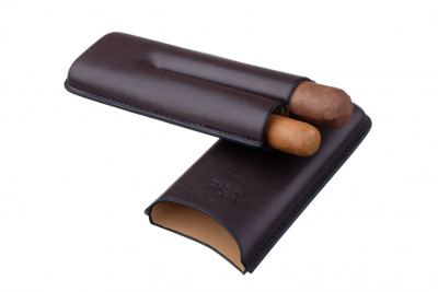 Чехол PA на 2 сигары Cohiba Behike 56 (диаметром до 24 мм), кожа, коричневый, T1351