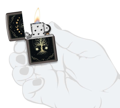Зажигалка ZIPPO Mystic Nature Design с покрытием Black Ice®, латунь/сталь, черная, 38x13x57 мм