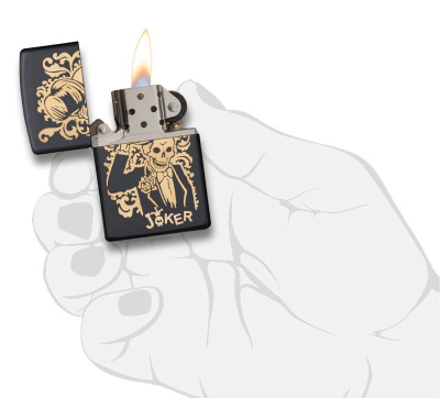 Зажигалка ZIPPO Skull Design 29632_DBL4904 с покрытием Black Matte, латунь/сталь, черная, 38x13x57 мм