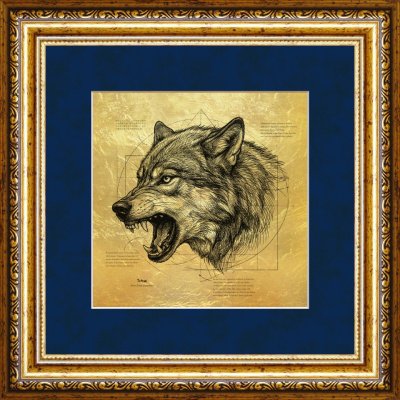 Картина на сусальном золоте «Волк»