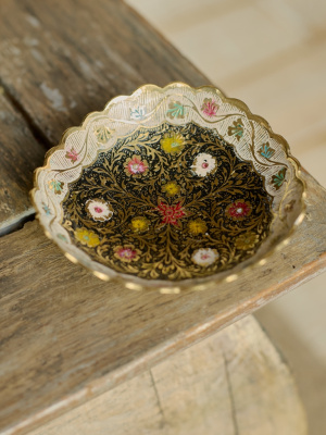 Конфетница, латунь, тёмная цветная эмаль,  12 см