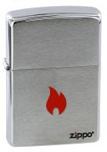 Зажигалка ZIPPO Flame, с покрытием Brushed Chrome, латунь/сталь, серебристая, матовая, 38x13x57 мм