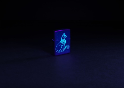 Зажигалка ZIPPO Spiritual Cat с покрытием Black Light, латунь/сталь, черная, матовая 38x13x57 мм Зажигалка ZIPPO Spiritual Cat с покрытием Black Light, латунь/сталь, черная, матовая 38x13x57 мм