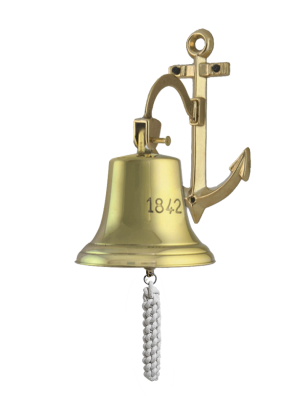 Рында-булинь диаметр 18 см. "1842"  на кронштейне "Якорь" Рында-булинь диаметр 18 см. "1842"  на кронштейне "Якорь"