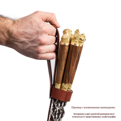 Шампуры 6шт. «Разные звери», венге и мельхиор + Чехол из натуральной кожи «Пламя»
