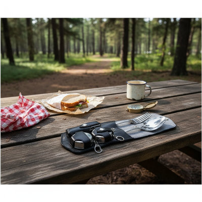 Набор дорожный «Мини-2» в чехле из натуральной кожи (2 персоны)