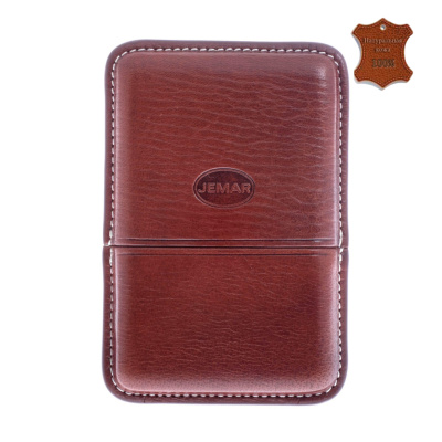 Сигаретница Jemar на 6 штук, натуральная кожа, коричневая, 151-6-Brown