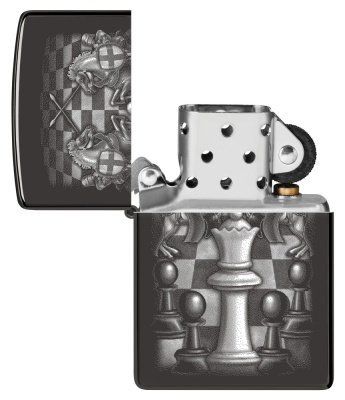 Зажигалка ZIPPO Chess Design с покрытием High Polish Black, латунь/сталь, черная, 38x13x57 мм Зажигалка ZIPPO Chess Design с покрытием High Polish Black, латунь/сталь, черная, 38x13x57 мм