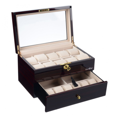 Шкатулка для хранения 16 часов со стеклом Luxewood, венге LW804-16-5