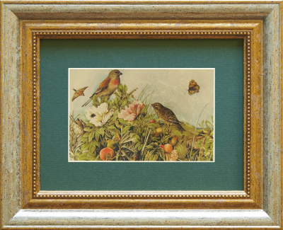 Картина на сусальном золоте «Птички в шиповнике» Картина на сусальном золоте «Птички в шиповнике»