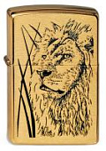 Зажигалка ZIPPO Proud Lion, с покрытием Brushed Brass, латунь/сталь, золотистая, 38x13x57 мм