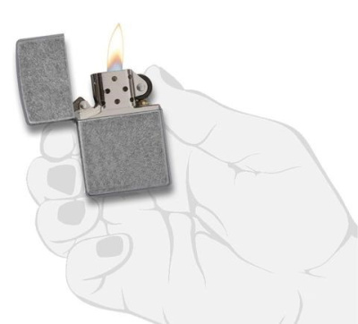 Зажигалка ZIPPO Classic с покрытием ™Plate, латунь/сталь, серебристая, матовая, 38x13x57 мм