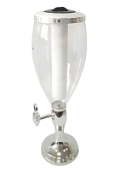 Диспенсер для напитков Пивная Башня "Тюльпан", 3л, колба для льда с подсветкой, серебряная