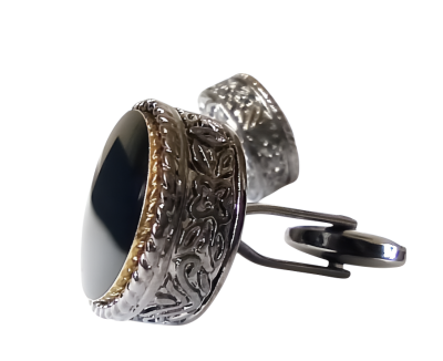 Запонки Cufflinks Inc. Круглые шайба с агатом, черный металлик, CF65