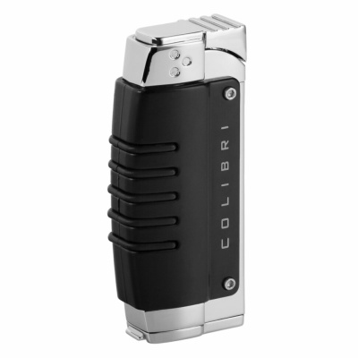 Турбо зажигалка Colibri Crossfire BLACK ANODZD POL SILVER