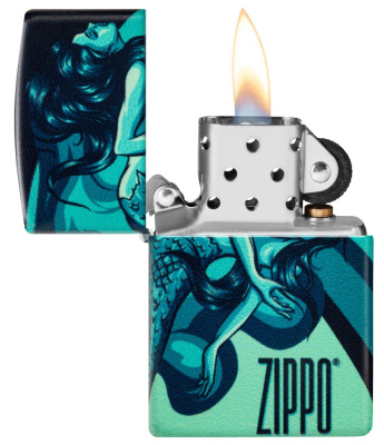 Зажигалка ZIPPO Mermaid Design с покрытием 540 Matte, латунь/сталь, черная, матовая, 38x13x57 мм Зажигалка ZIPPO Mermaid Design с покрытием 540 Matte, латунь/сталь, черная, матовая, 38x13x57 мм