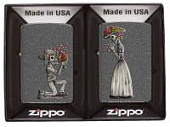 Набор ZIPPO Влюбленные зомби из двух зажигалок с покрытием Iron Stone™, серые, матовые