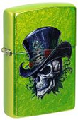 Зажигалка ZIPPO Steampunk Skeleton с покрытием Lurid™, латунь/сталь, зеленая, глянцевая, 38x13x57 мм (без бензина)