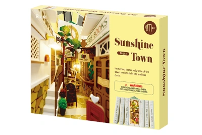 Деревянный конструктор-вставка на полку Robotime - Солнечный город (Sunshine Town)