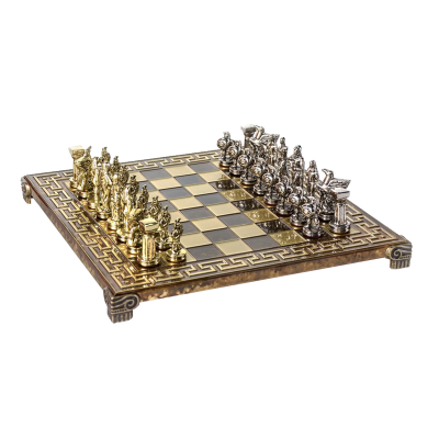 Шахматный набор "Древняя Спарта" (28х28 см), доска коричневая с орнаментом