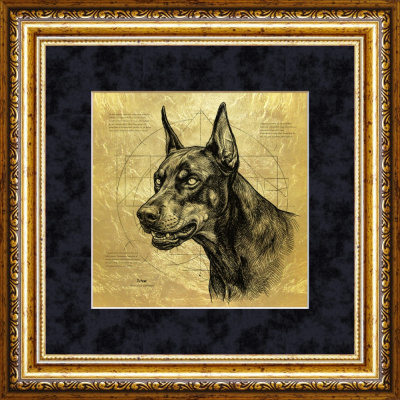 Картина на сусальном золоте «Доберман» Картина на сусальном золоте «Доберман»