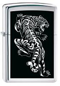 Зажигалка ZIPPO Tigre с покрытием Brushed Chrome, латунь/сталь, серебристая, матовая, 38x13x57 мм