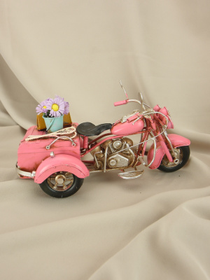 Модель мотоцикла с люлькой "Harley Davidson", розовый с цветами