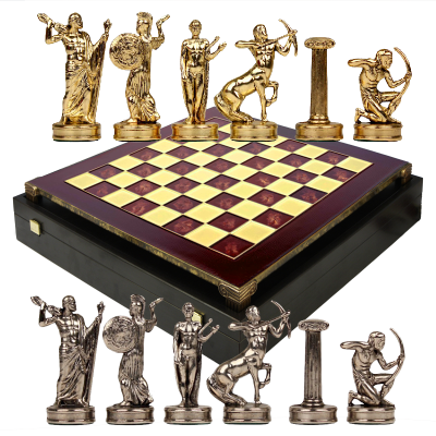 Шахматный набор "Греческая Мифология" (36х36 см), доска красная
