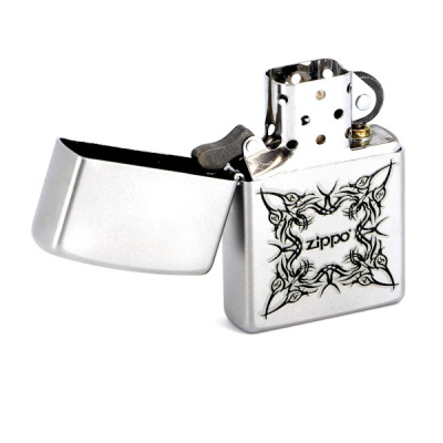 Зажигалка ZIPPO Tattoo Design, с покрытием Satin Chrome™, латунь/сталь, серебристая, 38x13x57 мм