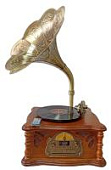 Граммофон "Прага" с пультом, FM/BT/USB/CD, металлическая труба Граммофон "Прага" с пультом, FM/BT/USB/CD, металлическая труба