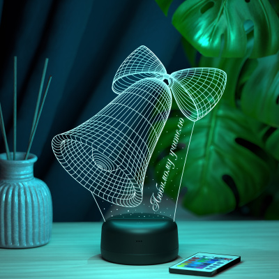 3D ночник Колокольчик подарок для учителя