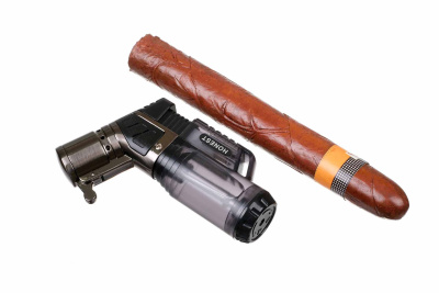 Зажигалка сигарная Honest, тройное пламя, черная