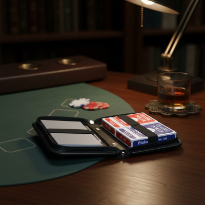 Набор дорожный для игры в карты «АЗАРТ» в сумке из натуральной кожи