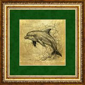 Картина на сусальном золоте «Дельфин»