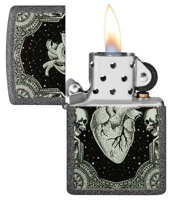 Зажигалка ZIPPO Heart Design с покрытием Iron Stone, латунь/сталь, серая, 38x13x57 мм Зажигалка ZIPPO Heart Design с покрытием Iron Stone, латунь/сталь, серая, 38x13x57 мм