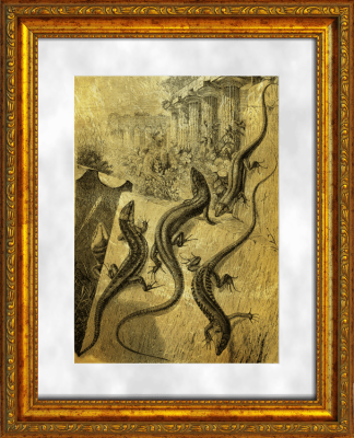 Картина на сусальном золоте «Ящерицы»