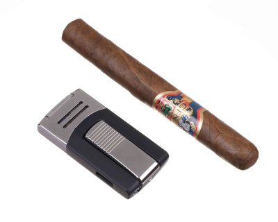 Зажигалка Caseti сигарная, турбо, черно-серебристая