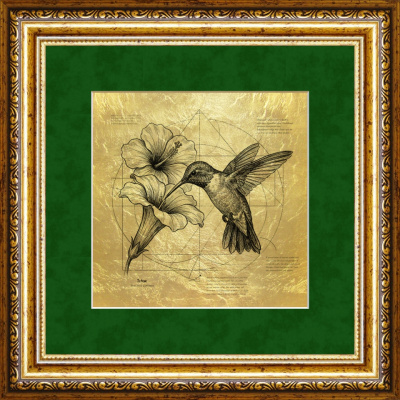 Картина на сусальном золоте «Колибри»