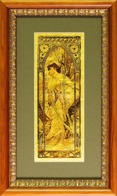 Картина на сусальном золоте «Альфонс Муха - Вечер»