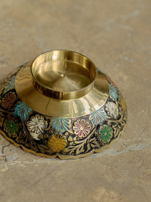 Конфетница, латунь, цветная эмаль,  11 см