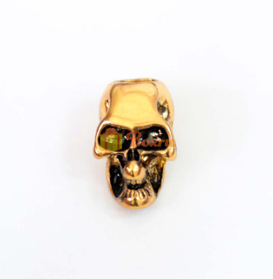 Металлический череп для темляка из паракорда, вертикальный, золотой, FLQ053-1