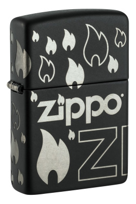 Зажигалка ZIPPO Classic с покрытием  , латунь/сталь, черная, матовая, 38x13x57 мм
