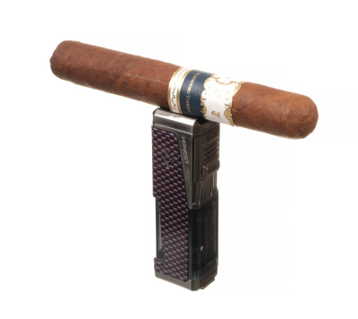 Зажигалка сигарная Honest, четверное пламя, с пробойником и сигарным ложементом, карбон