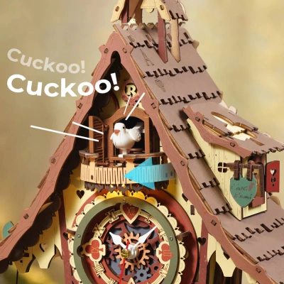 Деревянный механический конструктор Часы с кукушкой Robotime Cuckoo Clock Деревянный механический конструктор Часы с кукушкой Robotime Cuckoo Clock