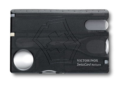 Швейцарская карточка VICTORINOX SwissCard Classic, 10 функций, полупрозрачная чёрная