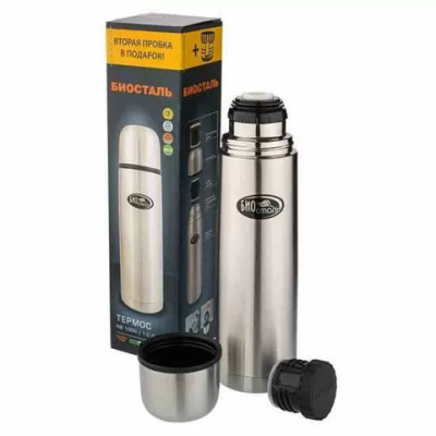Термос Biostal (0,5 литра), 2 пробки, стальной Термос Biostal (0,5 литра), 2 пробки, стальной