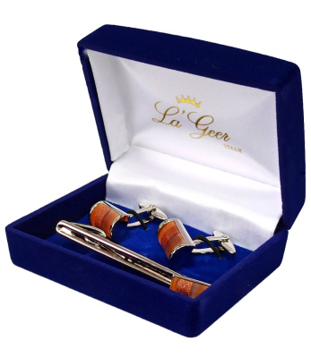 Подарочный набор "LA GEER": заколка для галстука, запонки