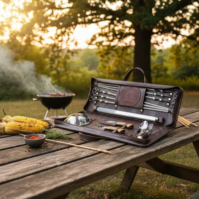 Набор дорожный шашлычный в сумке-кейсе из искусственной кожи (6 персон), арт.224ИИ6 Набор дорожный шашлычный в сумке-кейсе из искусственной кожи (6 персон), арт.224ИИ6