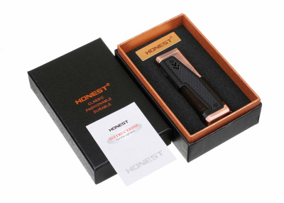 Зажигалка сигарная Honest, четверное пламя, с пробойником и сигарным ложементом, бронза