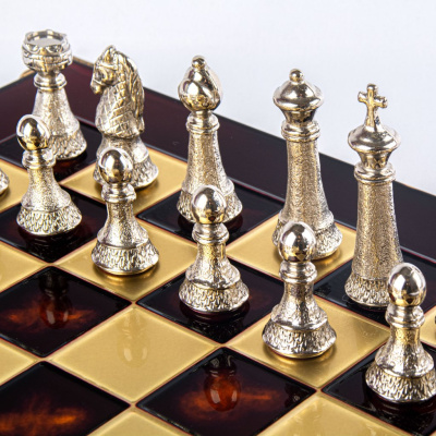 Шахматный набор "Стаунтон, турнирные" (44х44 см), доска красная
